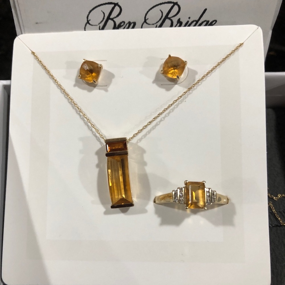 Citrine Ring, Earrings, Pendent Set